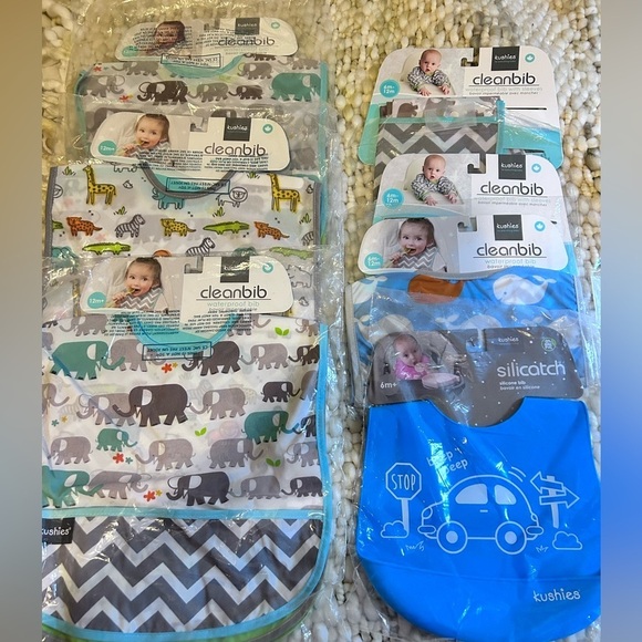 kushies Other - Kushies BUNDLE Clean Bib 6-12 mths And 12+. 7 pieces
